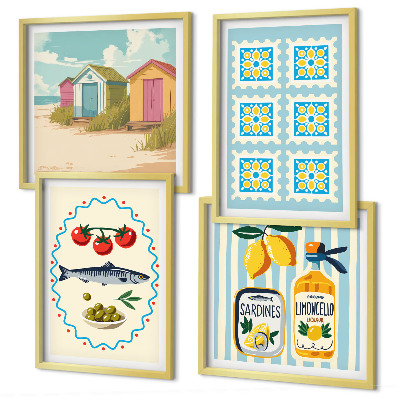 Compoziție de tablouri pentru perete Ilustrații ale bucătăriei mediteraneene
