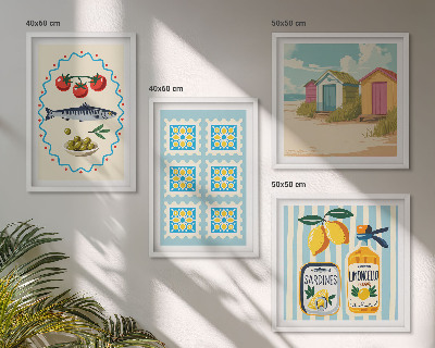 Compoziție de tablouri pentru perete Ilustrații ale bucătăriei mediteraneene