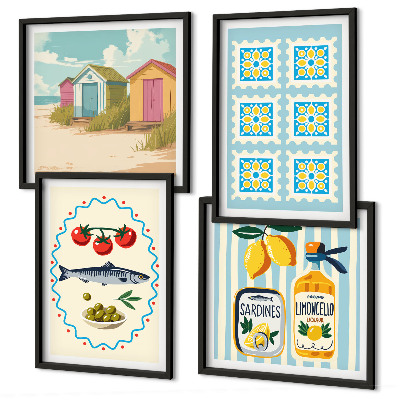 Compoziție de tablouri pentru perete Ilustrații ale bucătăriei mediteraneene