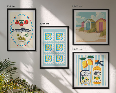 Compoziție de tablouri pentru perete Ilustrații ale bucătăriei mediteraneene