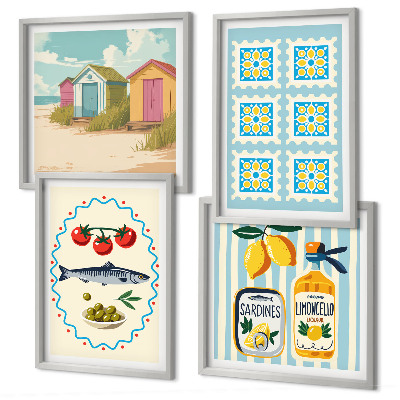Compoziție de tablouri pentru perete Ilustrații ale bucătăriei mediteraneene