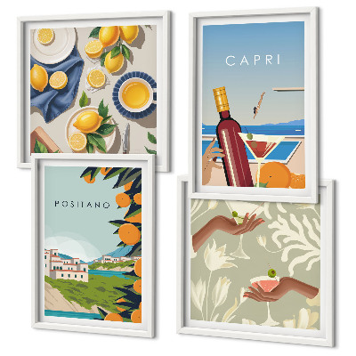Set tablouri gata de agățat Vacanțe italiene cu lămâie în Capri