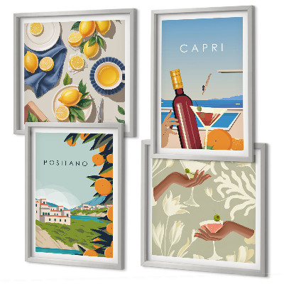 Set tablouri gata de agățat Vacanțe italiene cu lămâie în Capri