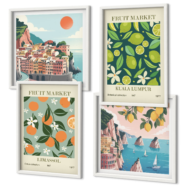 Compoziție de tablouri pentru perete Postere vintage cu modele de fructe