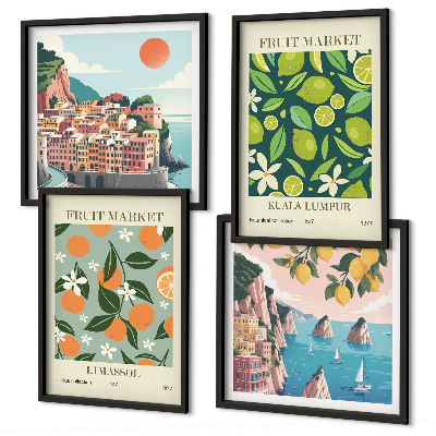Compoziție de tablouri pentru perete Postere vintage cu modele de fructe