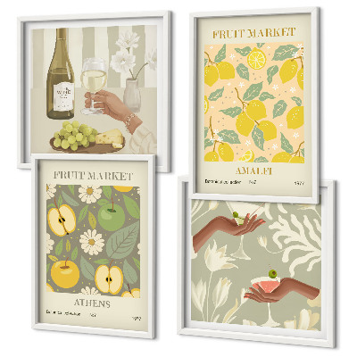 Set tablouri gata de agățat Modele fructate de vin italian