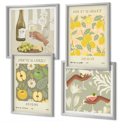 Set tablouri gata de agățat Modele fructate de vin italian