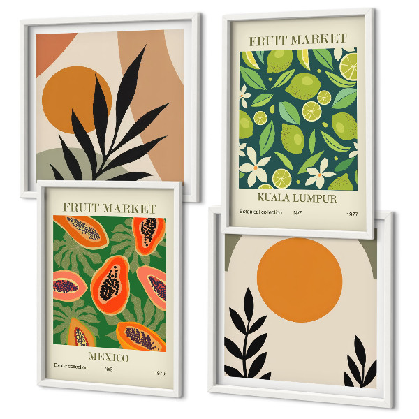 Compoziție de tablouri pentru perete Modele de fructe de papaya Boho
