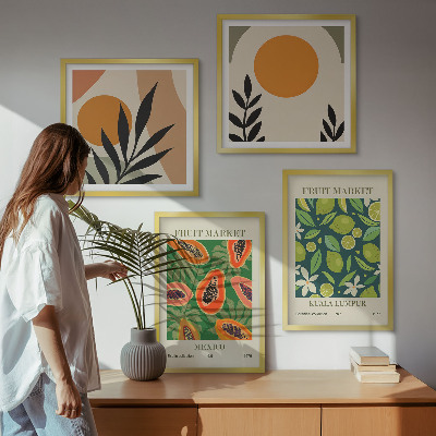 Compoziție de tablouri pentru perete Modele de fructe de papaya Boho