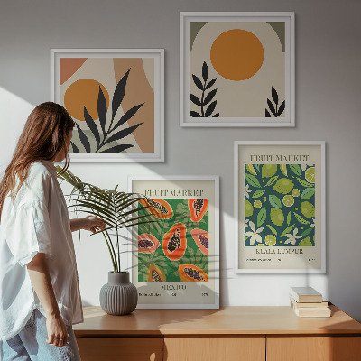 Compoziție de tablouri pentru perete Modele de fructe de papaya Boho