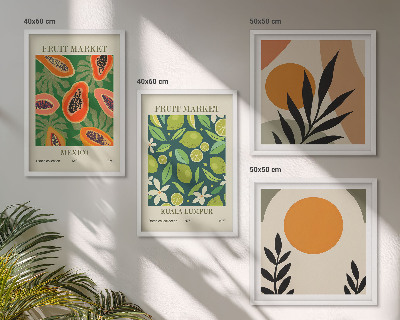 Compoziție de tablouri pentru perete Modele de fructe de papaya Boho