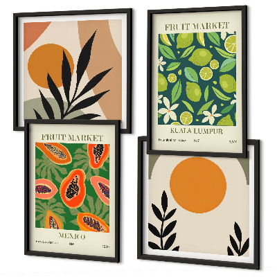 Compoziție de tablouri pentru perete Modele de fructe de papaya Boho