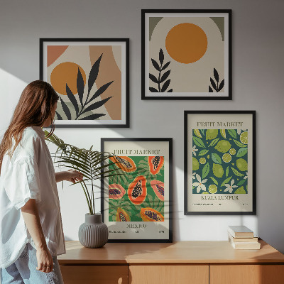 Compoziție de tablouri pentru perete Modele de fructe de papaya Boho