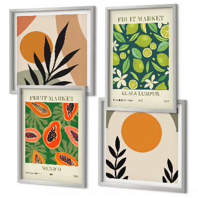 Compoziție de tablouri pentru perete Modele de fructe de papaya Boho