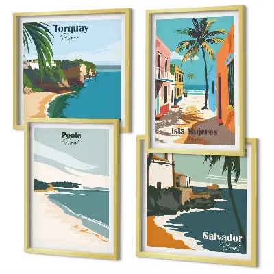 Set de tablouri gata de agățat cu plaje tropicale și palmieri