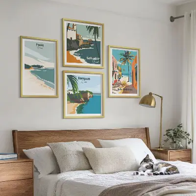 Set de tablouri gata de agățat cu plaje tropicale și palmieri