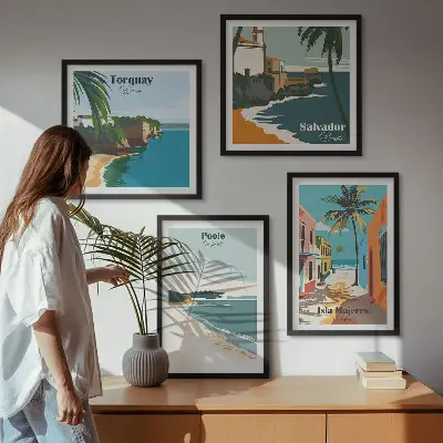 Set de tablouri gata de agățat cu plaje tropicale și palmieri