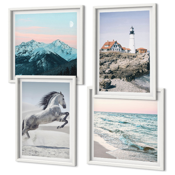 Set tablouri gata de agățat Cai, mișcare, plajă, far, munți