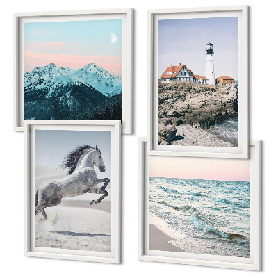 Set tablouri gata de agățat Cai, mișcare, plajă, far, munți