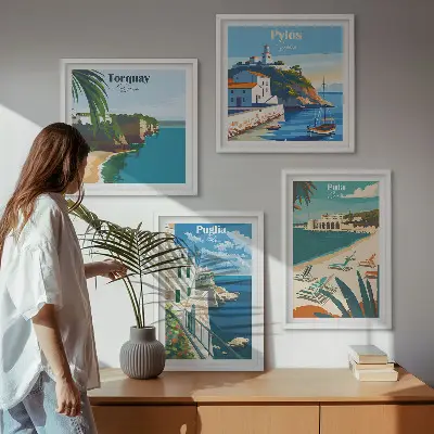 Set tablouri gata de agățat cu peisaje turistice de pe litoral