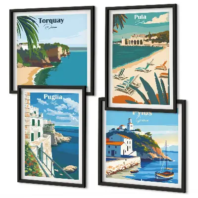Set tablouri gata de agățat cu peisaje turistice de pe litoral