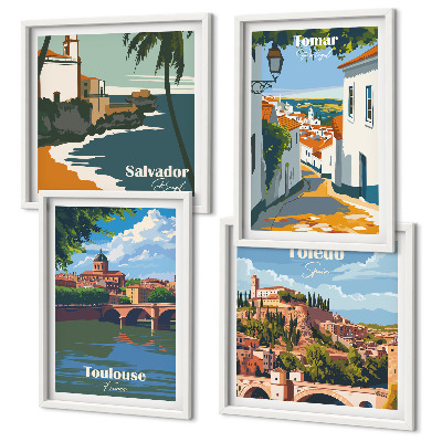 Set tablouri gata de agățat Grafică retro a orașului