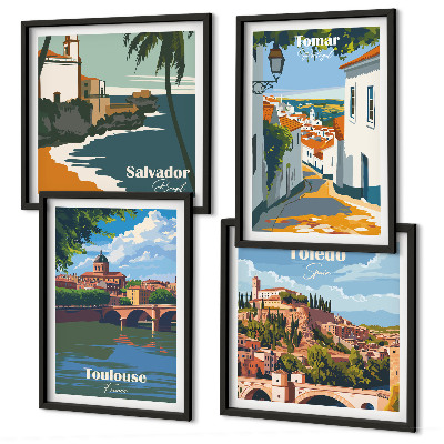 Set tablouri gata de agățat Grafică retro a orașului