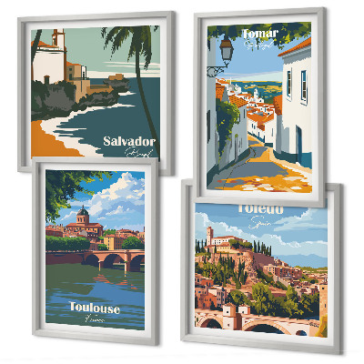 Set tablouri gata de agățat Grafică retro a orașului