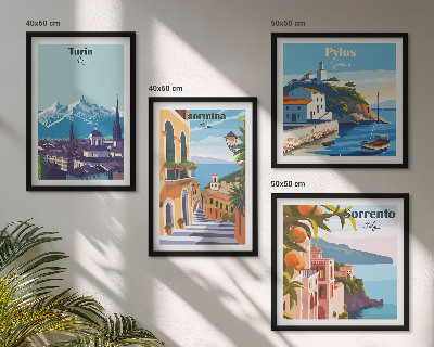 Compoziție de tablouri pentru perete Ilustrații colorate ale orașelor retro