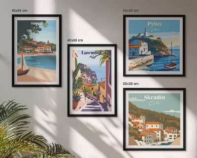 Compoziție de tablouri pentru perete Ilustrații ale orașelor de la malul mării