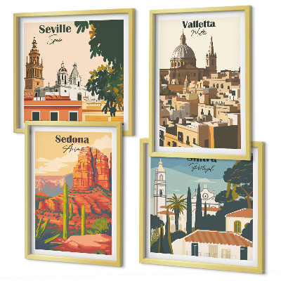 Set tablouri gata de agățat Peisaje urbane retro din Sedona, Sintra