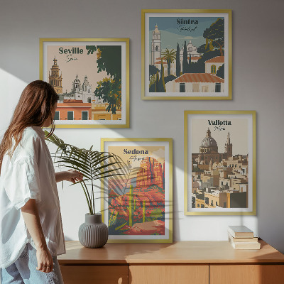 Set tablouri gata de agățat Peisaje urbane retro din Sedona, Sintra