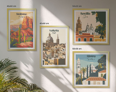 Set tablouri gata de agățat Peisaje urbane retro din Sedona, Sintra