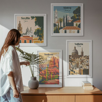 Set tablouri gata de agățat Peisaje urbane retro din Sedona, Sintra