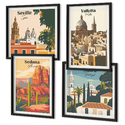 Set tablouri gata de agățat Peisaje urbane retro din Sedona, Sintra