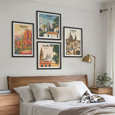 Set tablouri gata de agățat Peisaje urbane retro din Sedona, Sintra