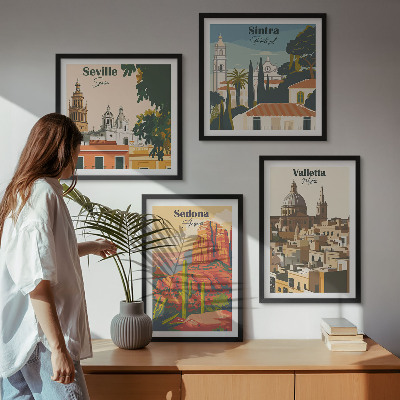 Set tablouri gata de agățat Peisaje urbane retro din Sedona, Sintra