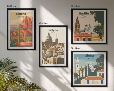 Set tablouri gata de agățat Peisaje urbane retro din Sedona, Sintra