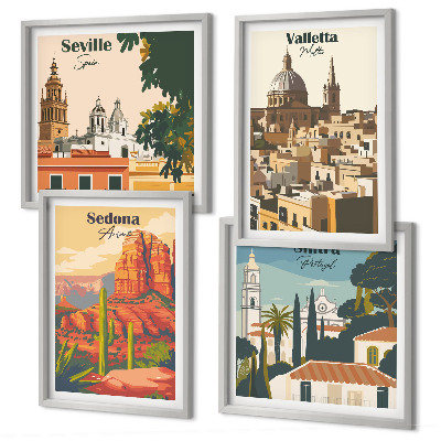 Set tablouri gata de agățat Peisaje urbane retro din Sedona, Sintra