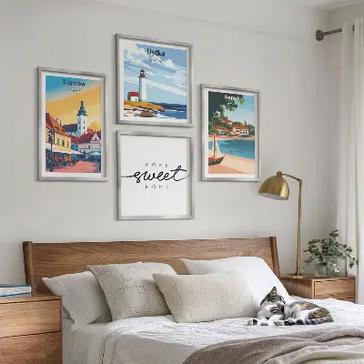 Set de tablouri gata de agățat cu orașele poloneze Ustka, Tarnów și Sopot
