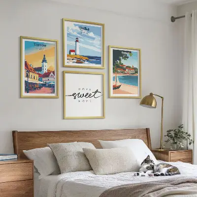 Set de tablouri gata de agățat cu orașele poloneze Ustka, Tarnów și Sopot