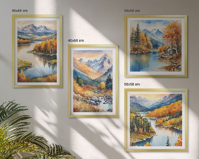 Set tablouri gata de agățat Vederi la munte râu toamnă