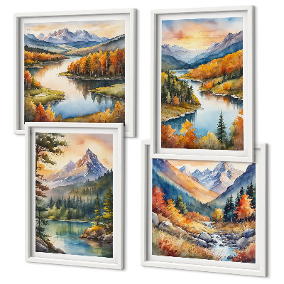 Set tablouri gata de agățat Peisaje montane cu un râu