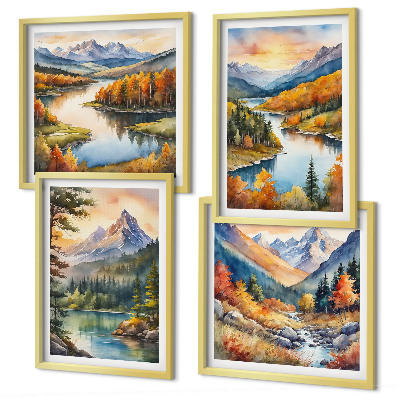 Set tablouri gata de agățat Peisaje montane cu un râu
