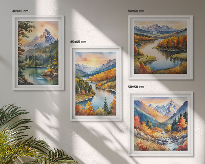 Set tablouri gata de agățat Peisaje montane cu un râu