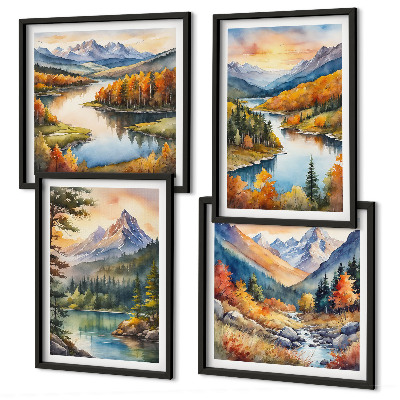 Set tablouri gata de agățat Peisaje montane cu un râu