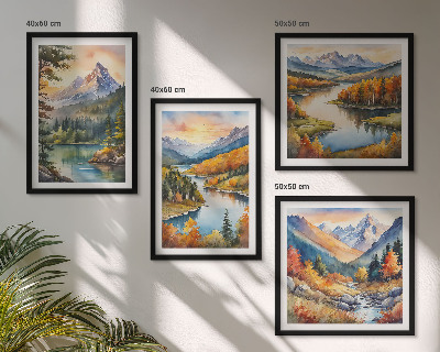Set tablouri gata de agățat Peisaje montane cu un râu