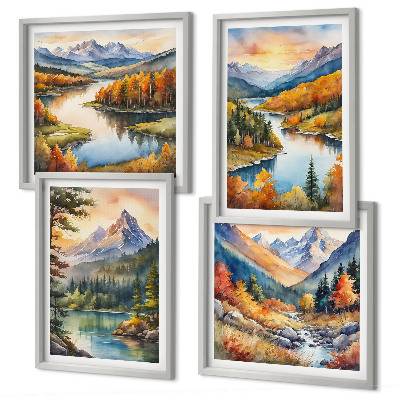 Set tablouri gata de agățat Peisaje montane cu un râu