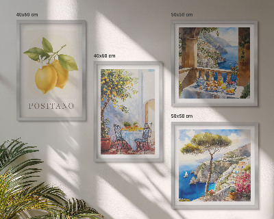 Set tablouri gata de agățat Vederi ale arhitecturii cu lămâi din Positano