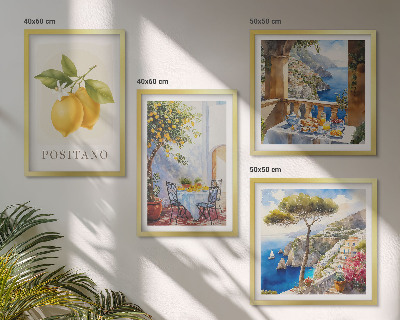 Set tablouri gata de agățat Vederi ale arhitecturii cu lămâi din Positano